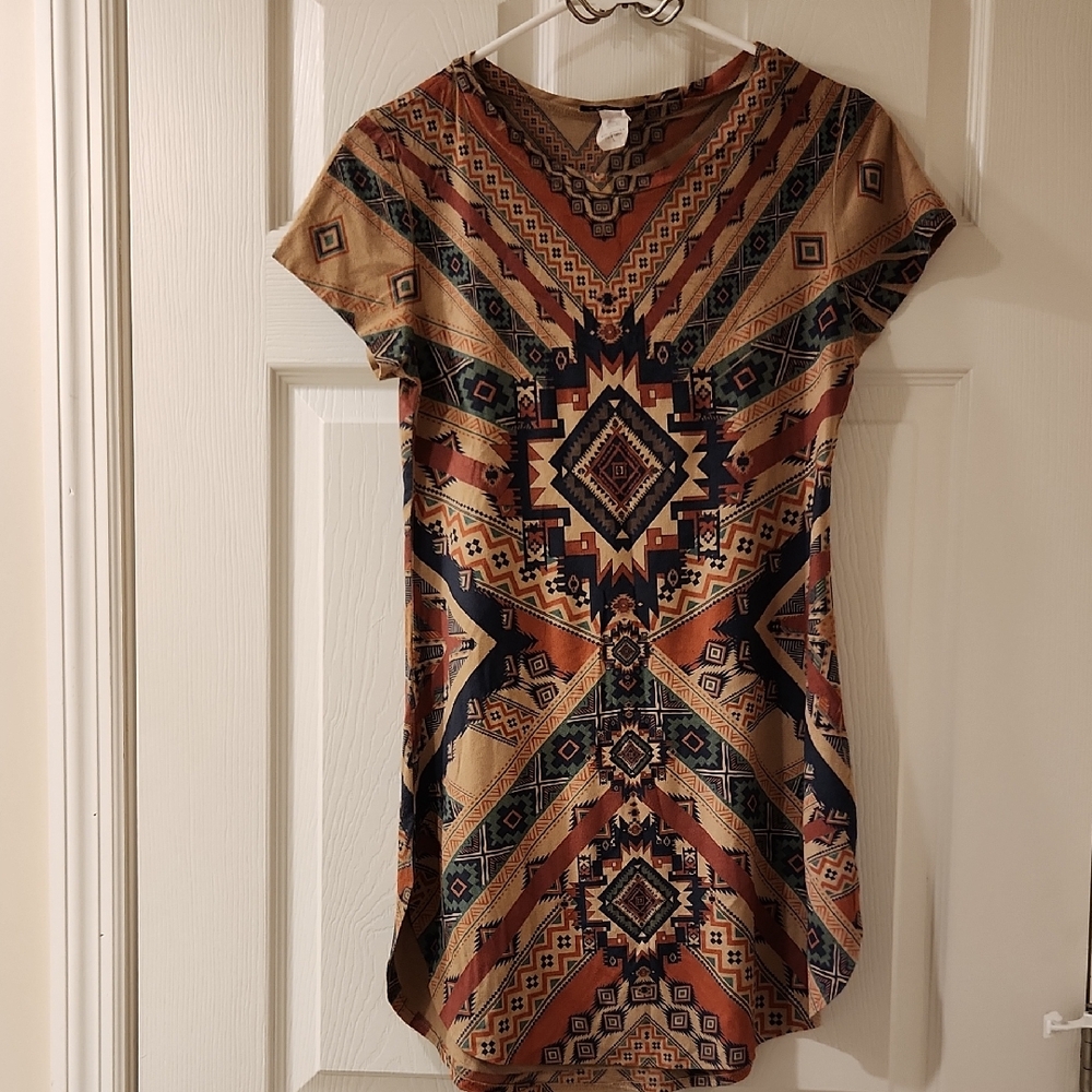 Cleo Geometric Mini Dress in Brown and Black